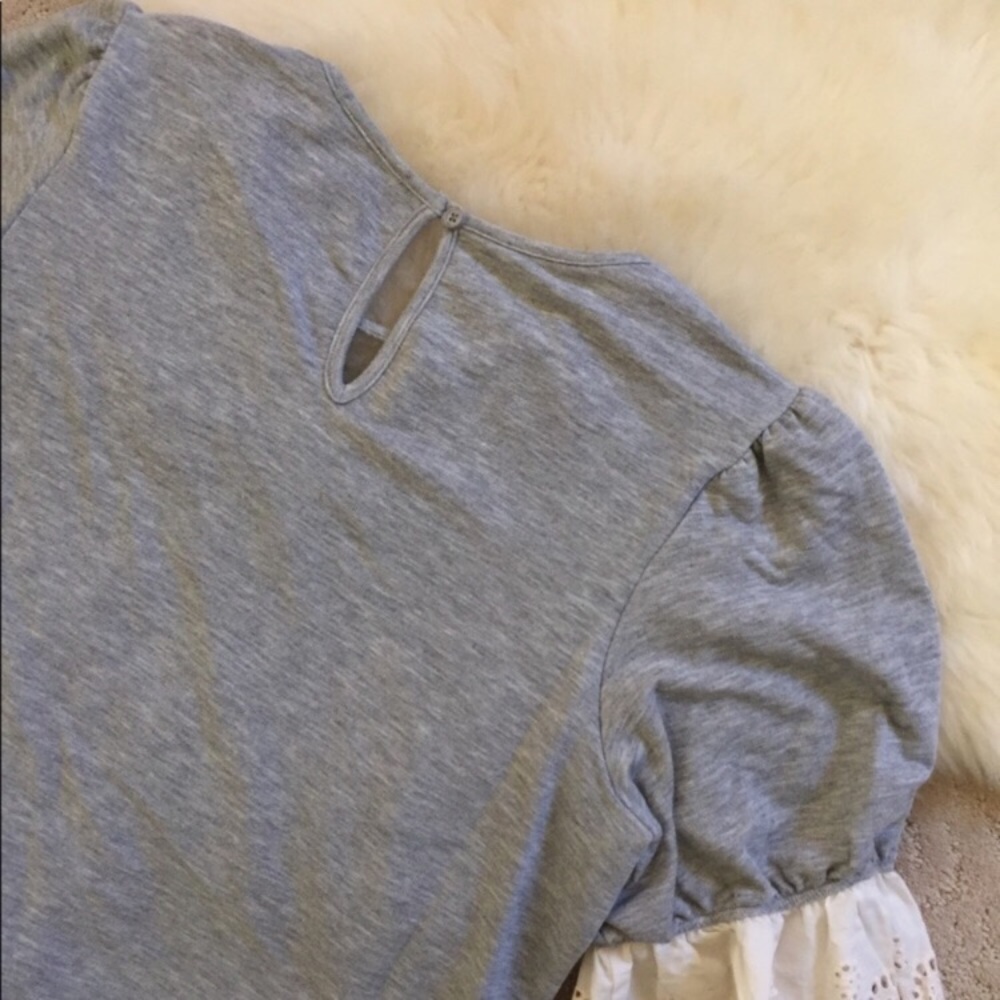 Pleione Eyelet Trim Gray Sweatshirt - Picture 7 of 7